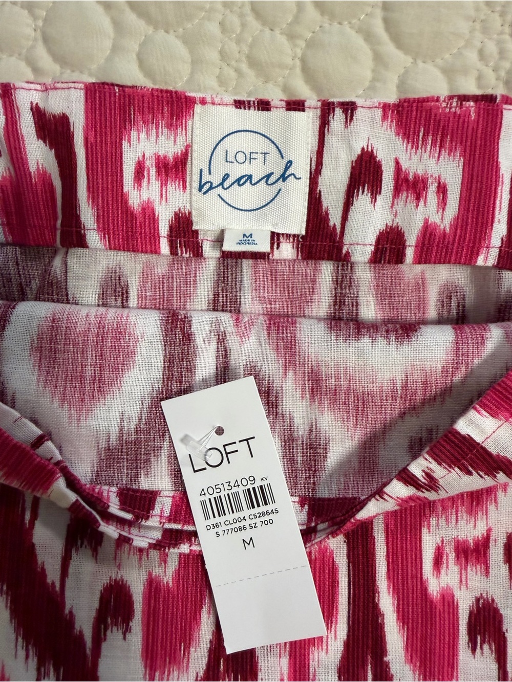 LOFT Pink Ikat Beach cotton linen wrap skirt size- Medium - Picture 2 of 5
